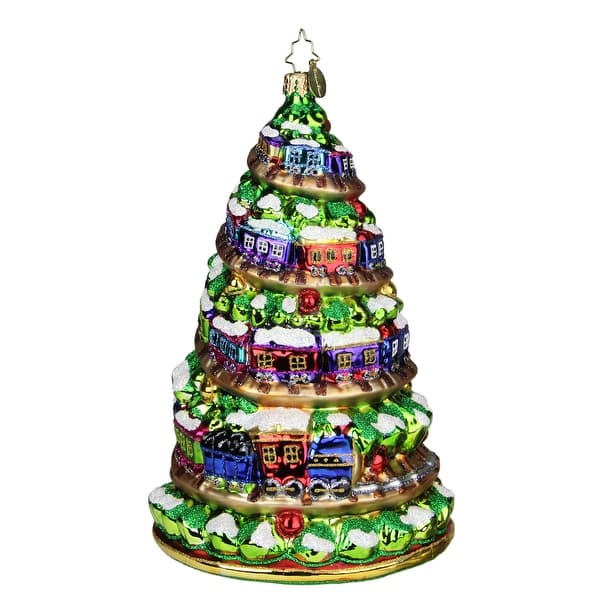Shop Christopher Radko Terrific Train Track Tree Glass Christmas Ornament 1020000 Overstock 29068084
