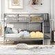 preview thumbnail 25 of 32, Full-Over-Full Wooden Bunk Bed with Storage Stairway and Full-Length Guardrail, Splits into 2 Beds, for Kids Teens Bedroom Dorm Grey - Full