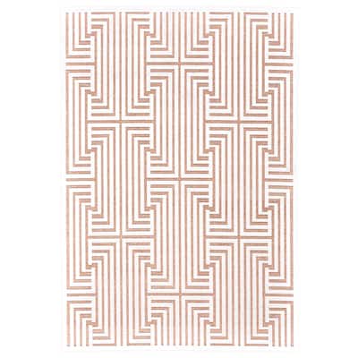 Qazi Textured Lustrous Rug, Blush Pink/White, Area Rug