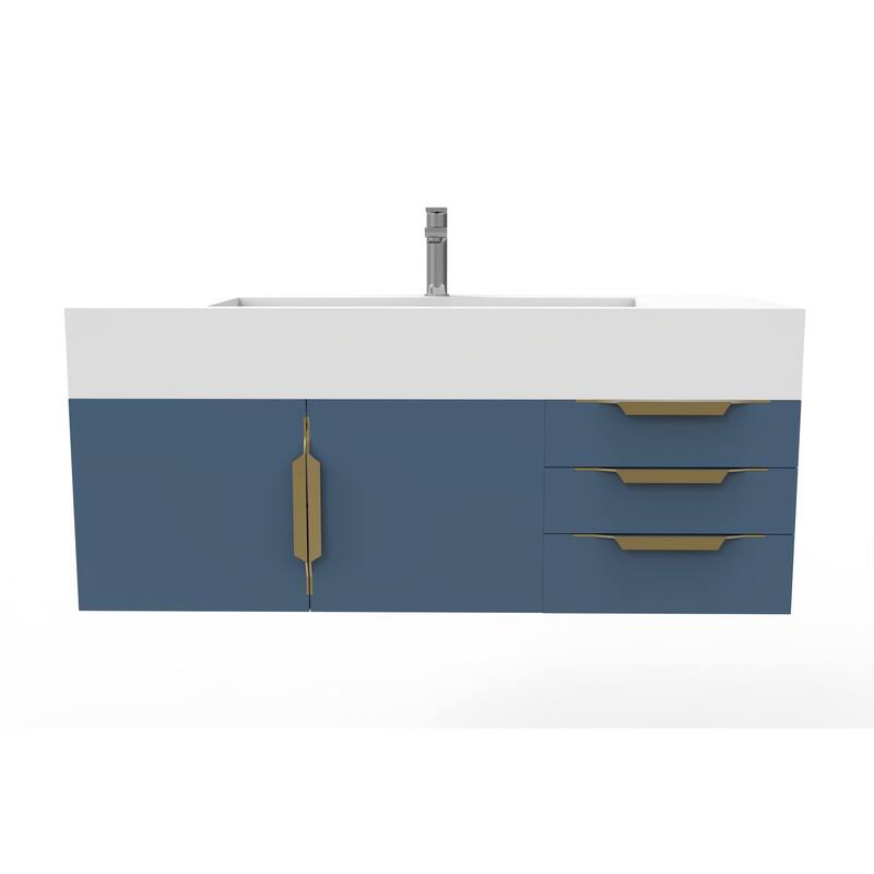 Nile 48" Wall Mounted Bathroom Vanity Set w/ White Top