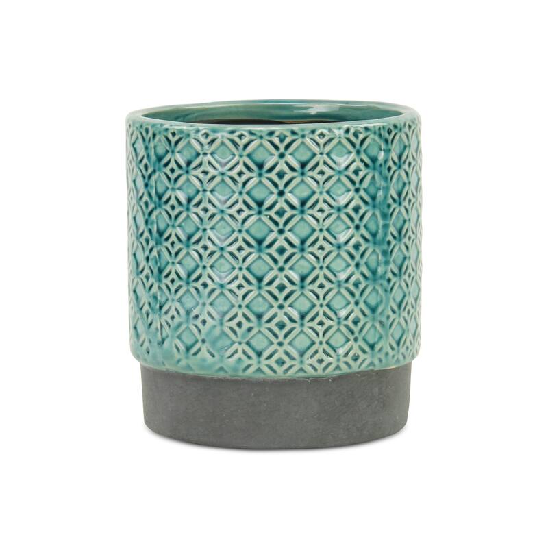 Zajedani Turquoise Ceramic Lattice Pot - Large