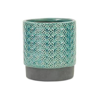 Zajedani Turquoise Ceramic Lattice Pot