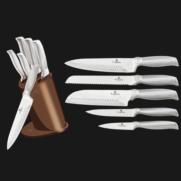 Berlinger Haus Kitchen Knife Set with Block, 8 Piece Knives Set