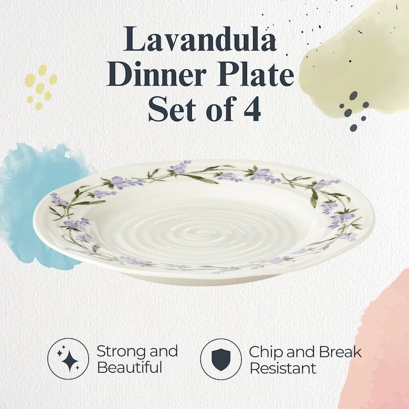Portmeirion Sophie Conran Set of 4 Lavandula Dinner Plates - 11 in