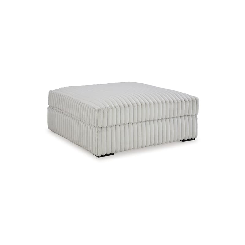 Peno Accent Ottoman, 51 Inch Square, Light Gray Jumbo Cord Polyester