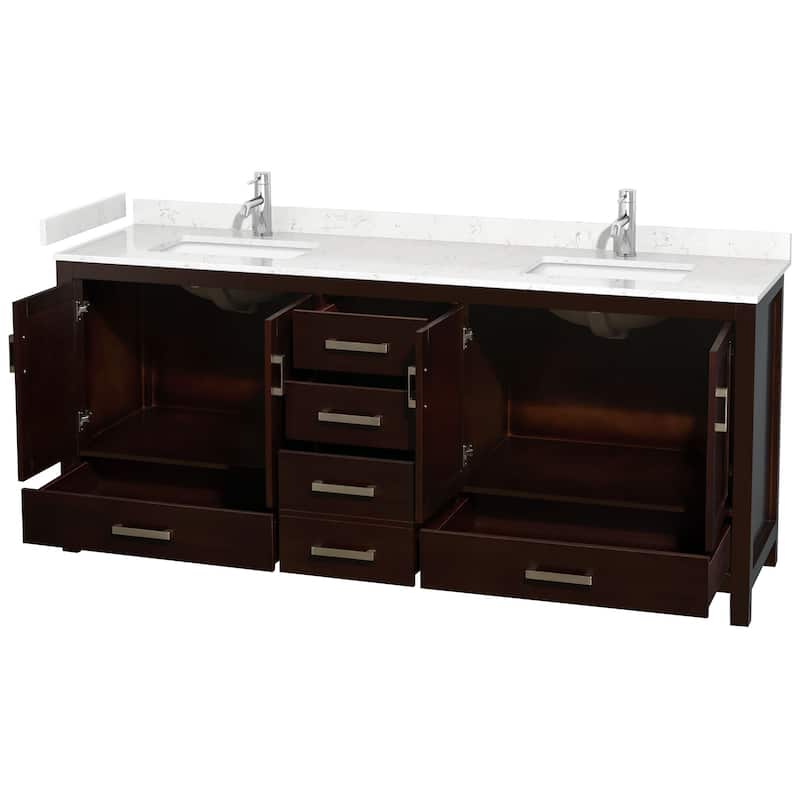 Wyndham Collection Sheffield 80" Double Bathroom Vanity, Carrara