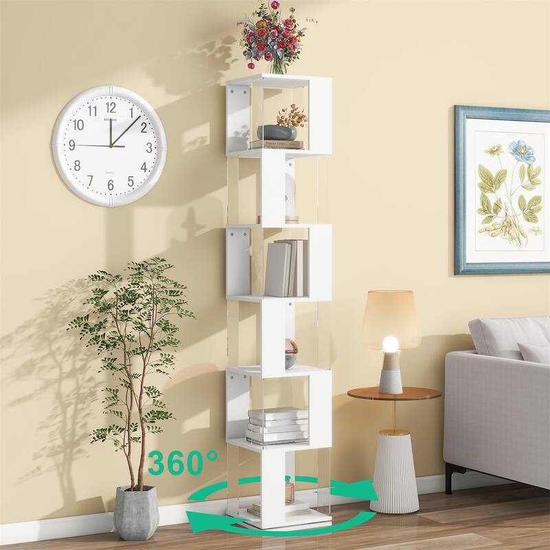 6 Tier Rotating Bookshelf with Acrylic Plate