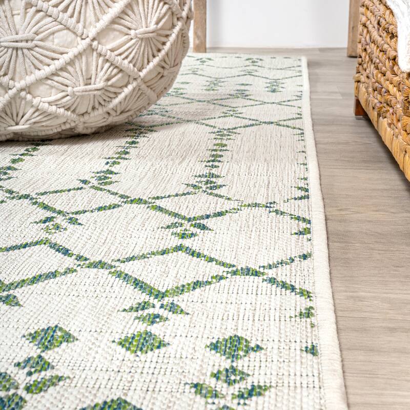 JONATHAN Y Trebol Moroccan Geometric Textured Weave Indoor/Outdoor Area Rug