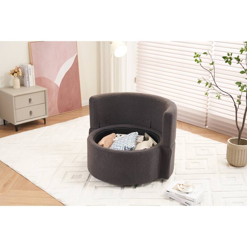 31.5" Swivel Barrel Chair with Storage