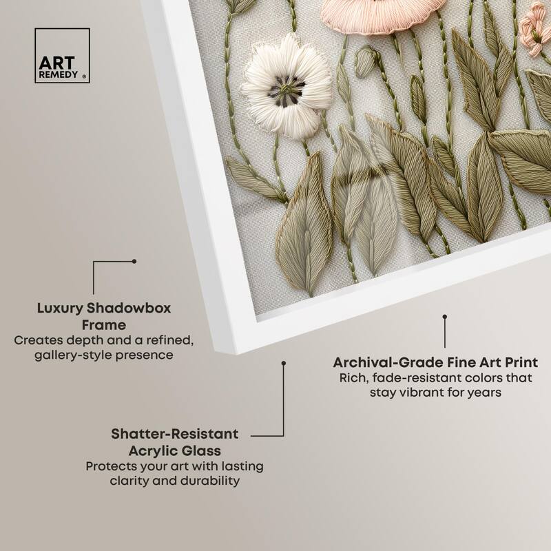 Stitched Serenity I Shadowbox by Art Remedy