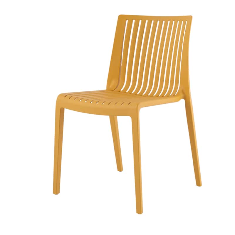 HomeRoots Set of Two Gold Heavy Duty Plastic Outdoor Stacking Accent Chairs