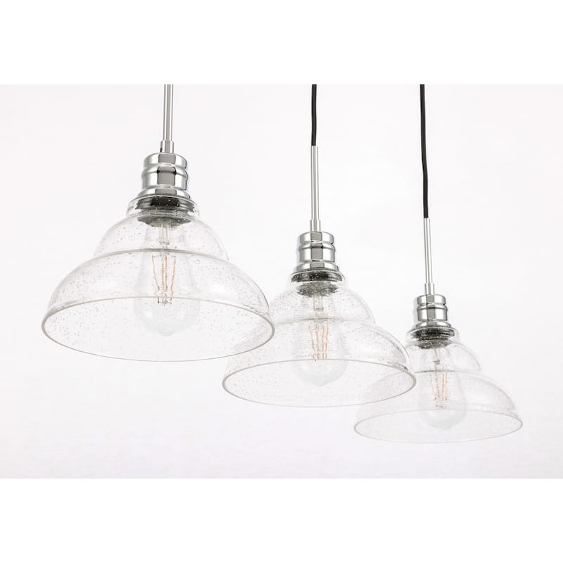 Gia 8.5-Inch 3-Light Clear Seeded Glass Pendant