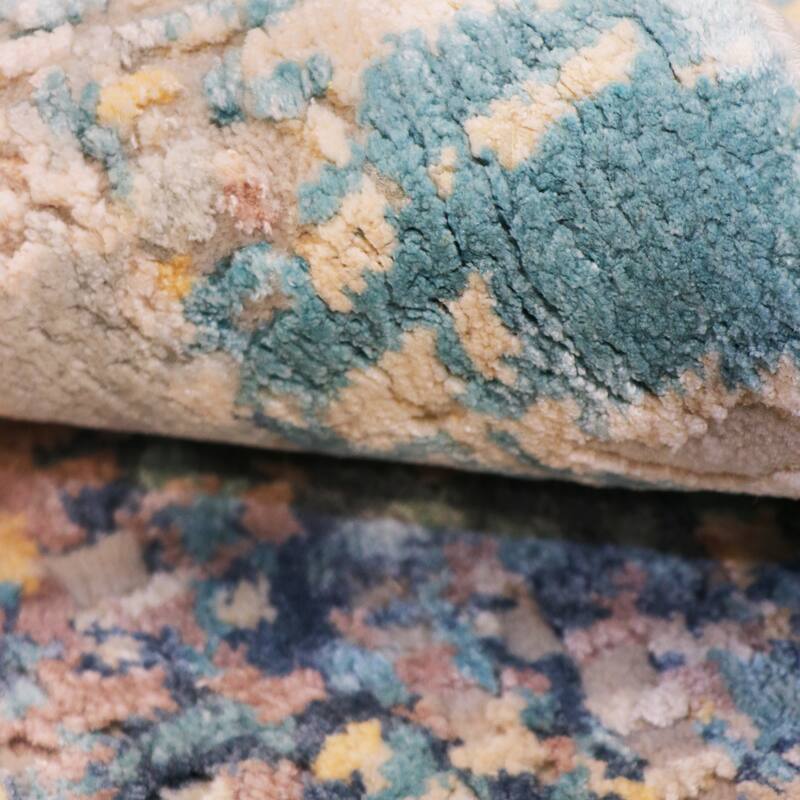 Pasargad Home Modern Hand-Knotted Abstract Ivory Area Rug