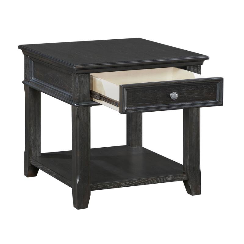 Contemporary End Table with Drawer and Shelf Dark Cherry Finish Wooden Furniture 1pc