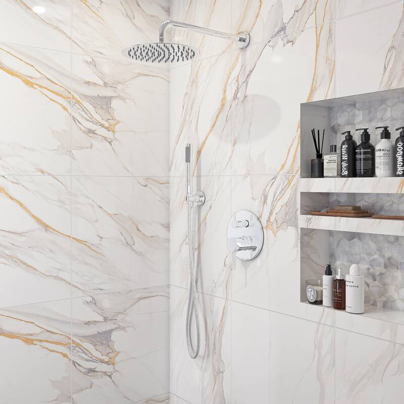 2-Spray 10-in Wall Mounted Fixed and Handheld Shower Head Set