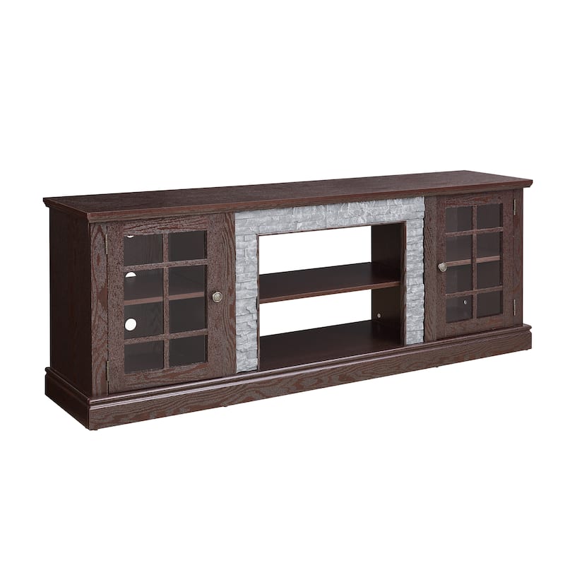 Faux Stone TV Stand TV Console for TVs up to 75", Large Entertainment Center Media Storage Cabinet with Adjustable Shelves