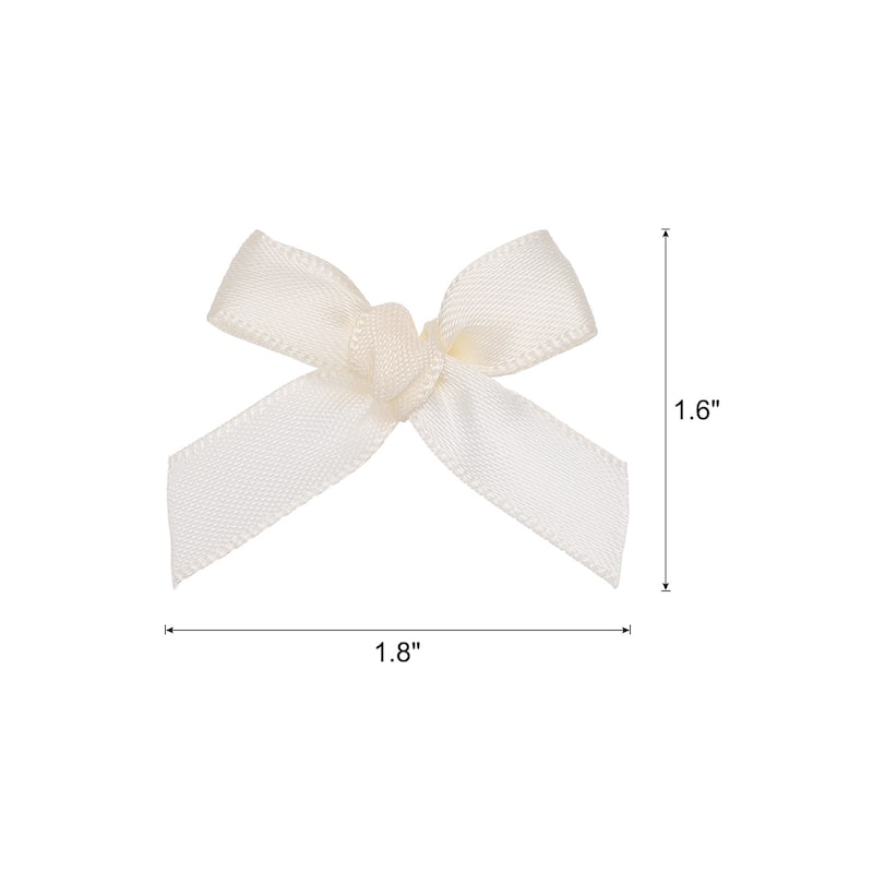 50Pcs Mini Ribbon Bow 1.8 inch Mini Fabric Satin Ribbon - Beige