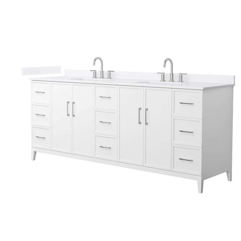 Wyndham Collection WCH717184D-QTZ-US3MXX Elan 84" Free Standing Double - White / White Quartz Top / Brushed Nickel Hardware