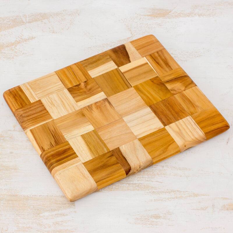 Novica Handmade Puzzle Teak Cutting Board