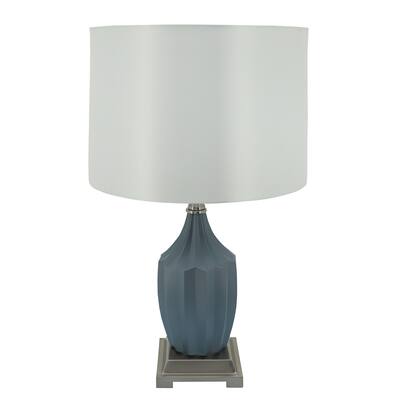 Glass 23" Faceted Table Lamp, Blue Frost 23"H - 13.0" x 9.0" x 23.0"