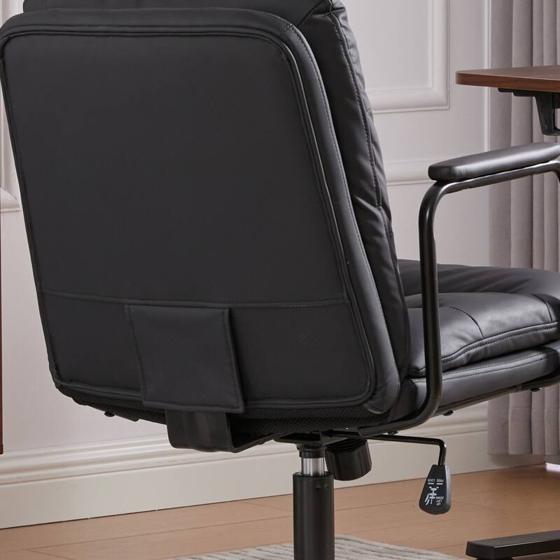 Office Chair,Mid Back Home Office Desk Task Chair with Wheels and Arms Ergonomic PU Leather Computer Rolling Swivel Chair
