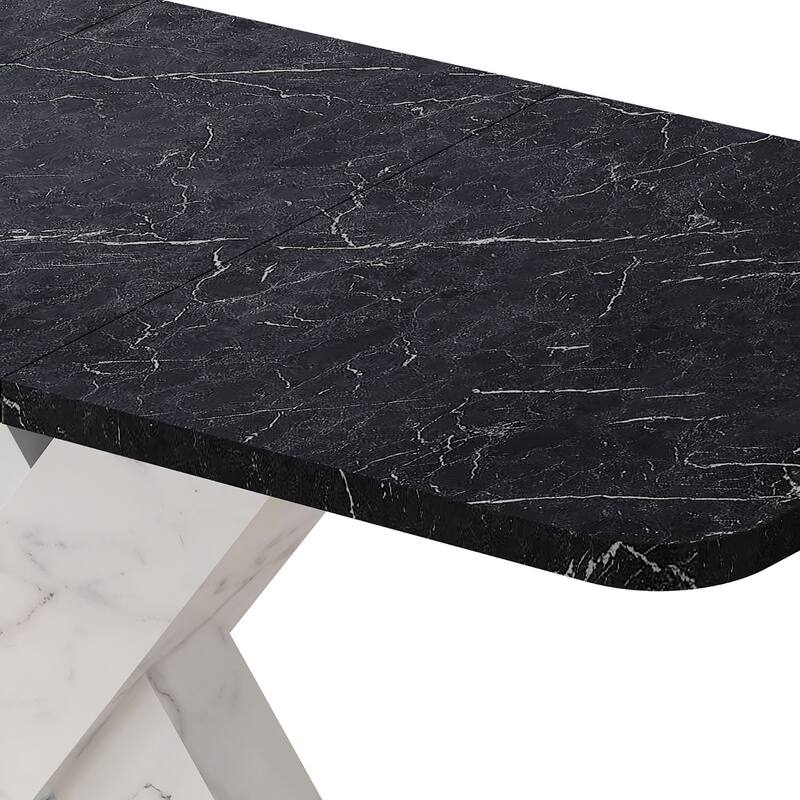 Elegant Stylish Stretchable Wooden Dining Table with Self-Storage Leaf