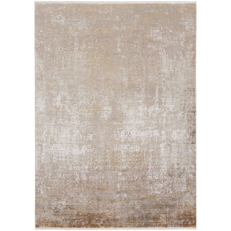 Grand Bazaar Lindstra Machine Made Abstract Modern Area Rug - 2'2" x 3'2" - Taupe/Ivory/Gold