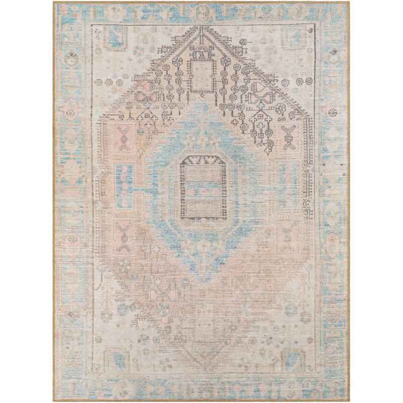 Livabliss Traditional Alanya Medallion Washable Area Rug