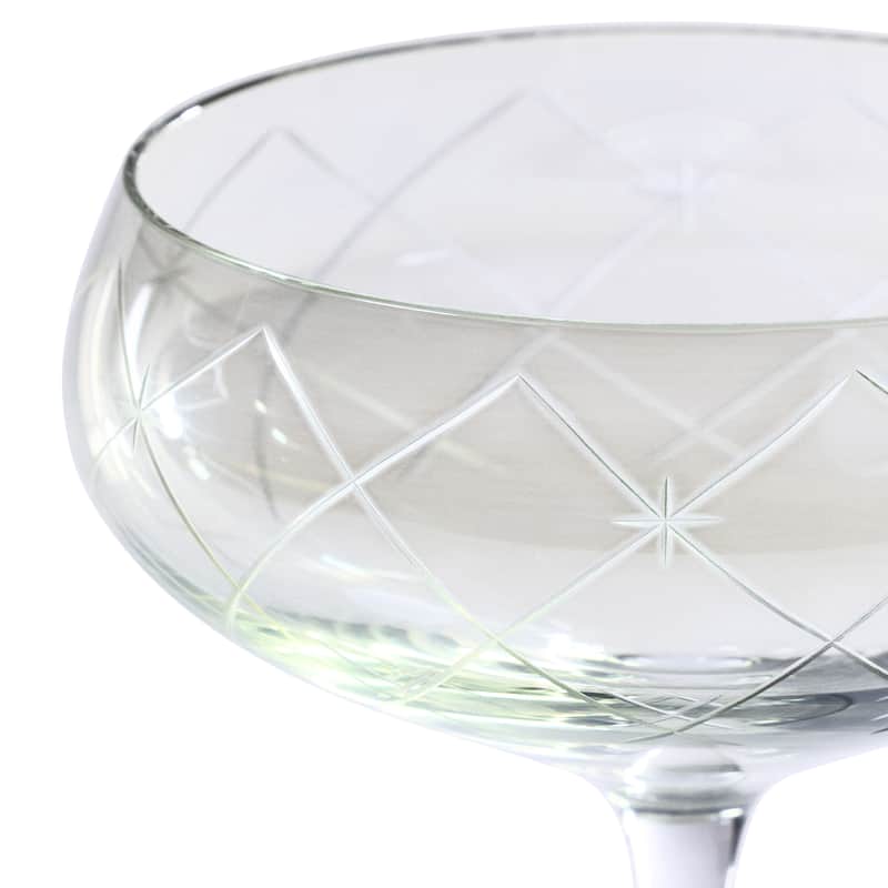 Audrey 4-Piece Set Hand Etched Coupe Glasses