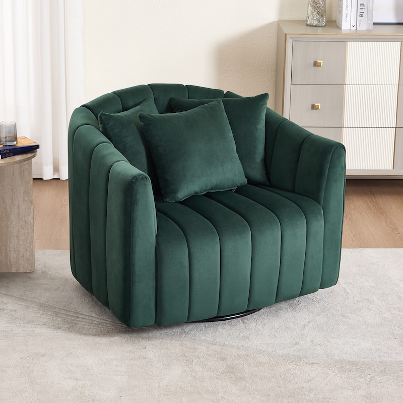 40.4"W Upholstered Swivel Accent Chair Set of 2,Modern Swivel Single Sofa Chair with Pillows