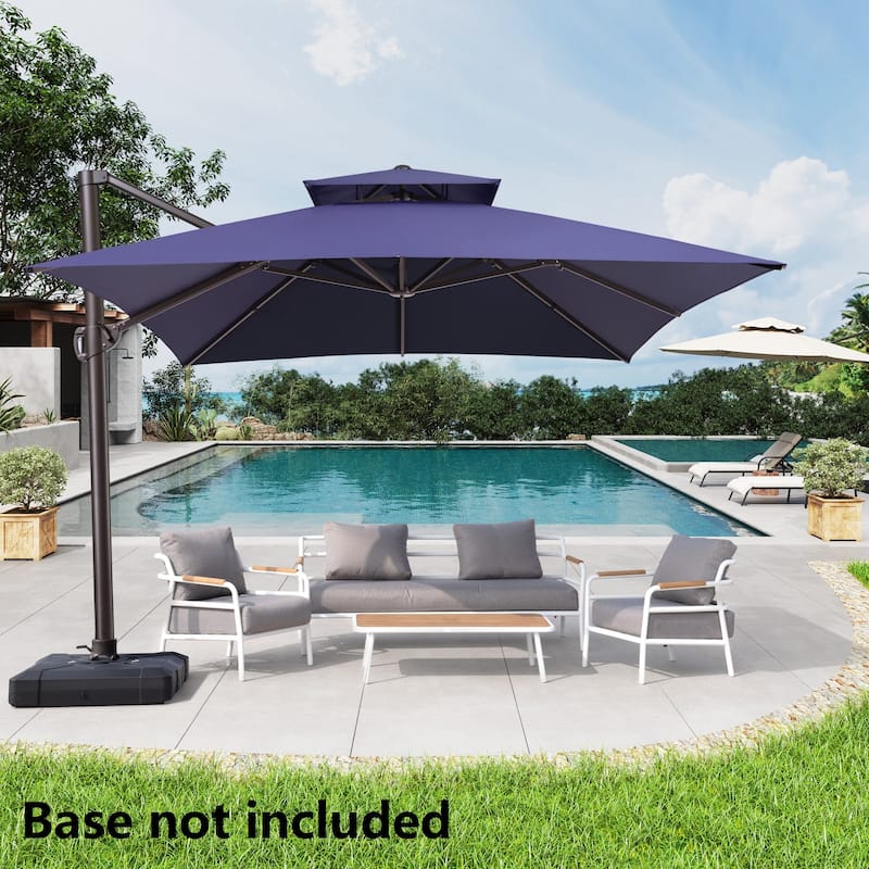 Outdoor 10X12.5 FT Dual Top Patio Offset Umbrella 360 degrees Rotation