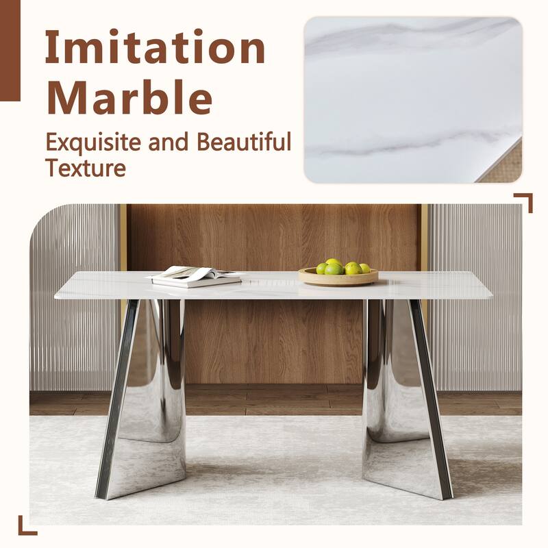 Dining Room Dining Table with Stainless Steel Butterfly Legs Office Table Accent Table Computer Table