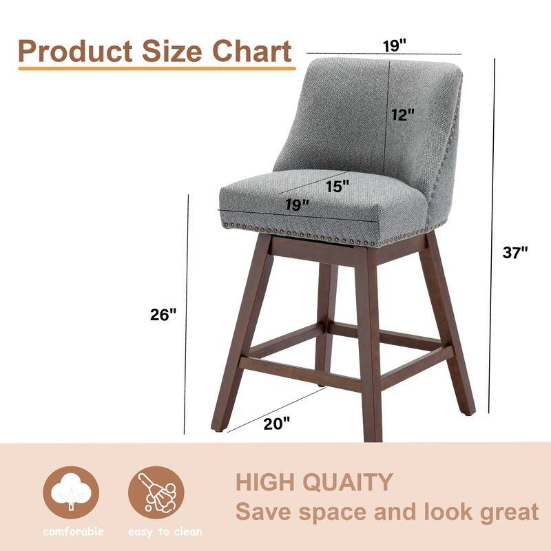 Counter Height Swivel Nail Head Upholstered Barstools Set of 4
