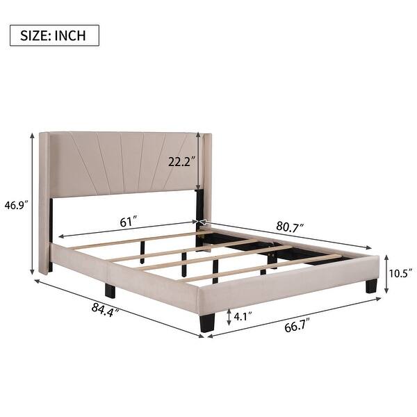 Queen Size Velvet Upholstered Platform Bed Bed Bath & Beyond 38958240