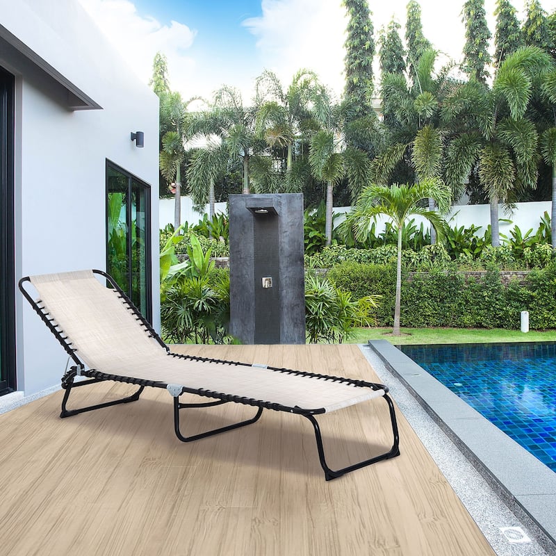 Steel Framed Terrace Sunbathing Folding Lounger