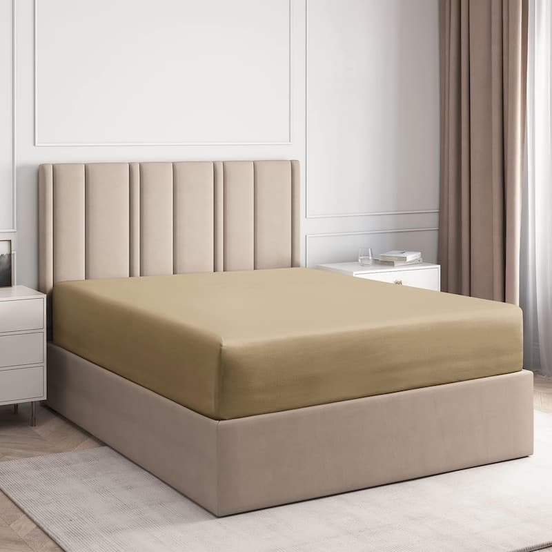 CGK Linens 100% Cotton Deep Pocket 14" - 16" Ultra Soft Fitted Sheet - Twin - Beige