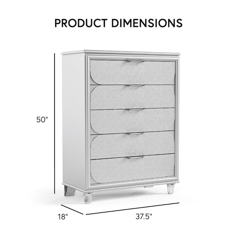 Furniture of America Angrove Modern Silver Wood 5-Drawer Chest