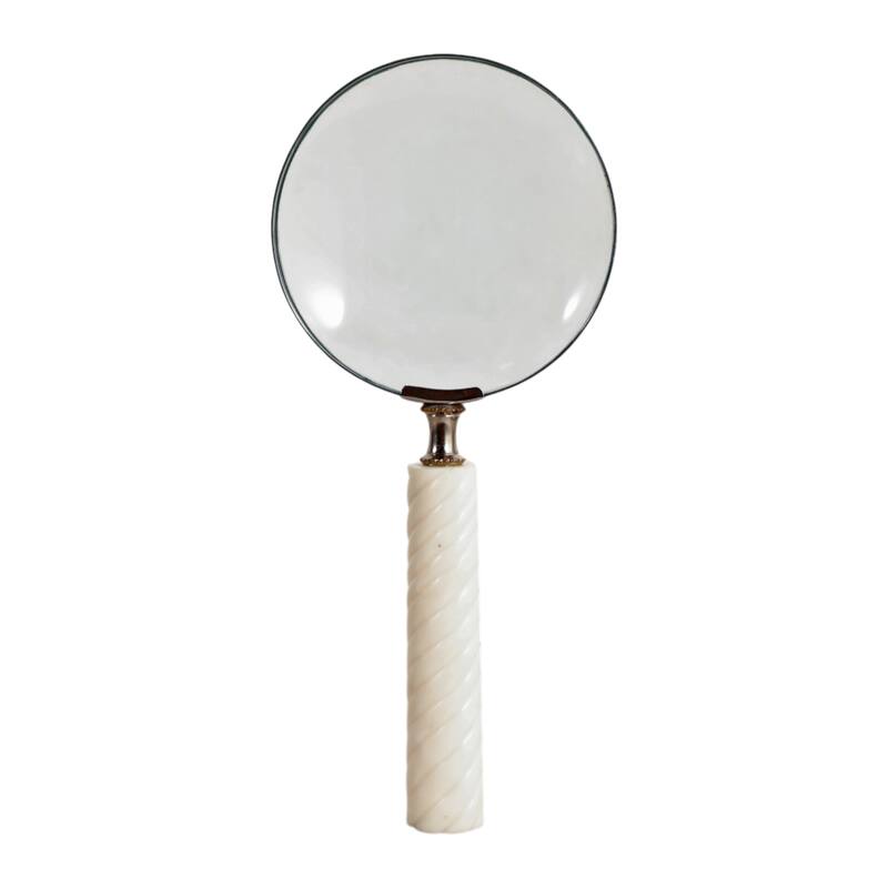 Resin Metal Magnifying Glass Decorative Textured Handle for Shelf Desk - 4" x 9" x 1"