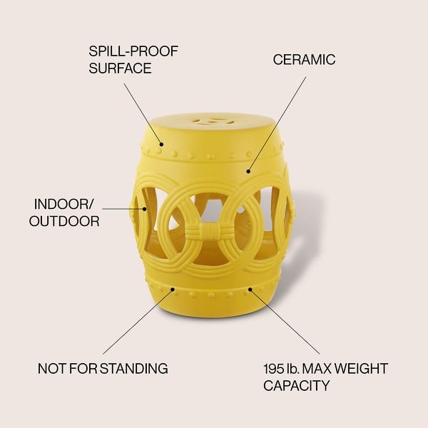 dimension image slide 11 of 15, Lucky Coins 16" Chinese Ceramic Drum Garden Stool