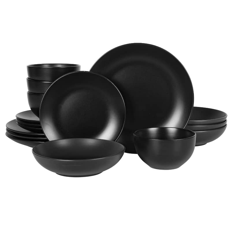 Gibson Home Queenslane 16-Piece Double Bowl Stoneware Dinnerware Set