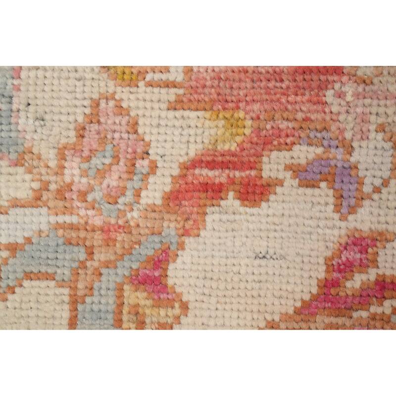 Hand Knotted Oriental 100% Wool Carpet Transitional Floral Pink Oushak Area Rug - 6' 10'' X 5' 0''