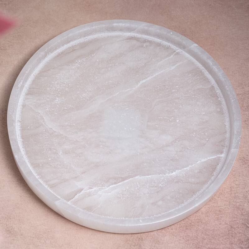 Lg. Alabaster Round Tray 12"Dia