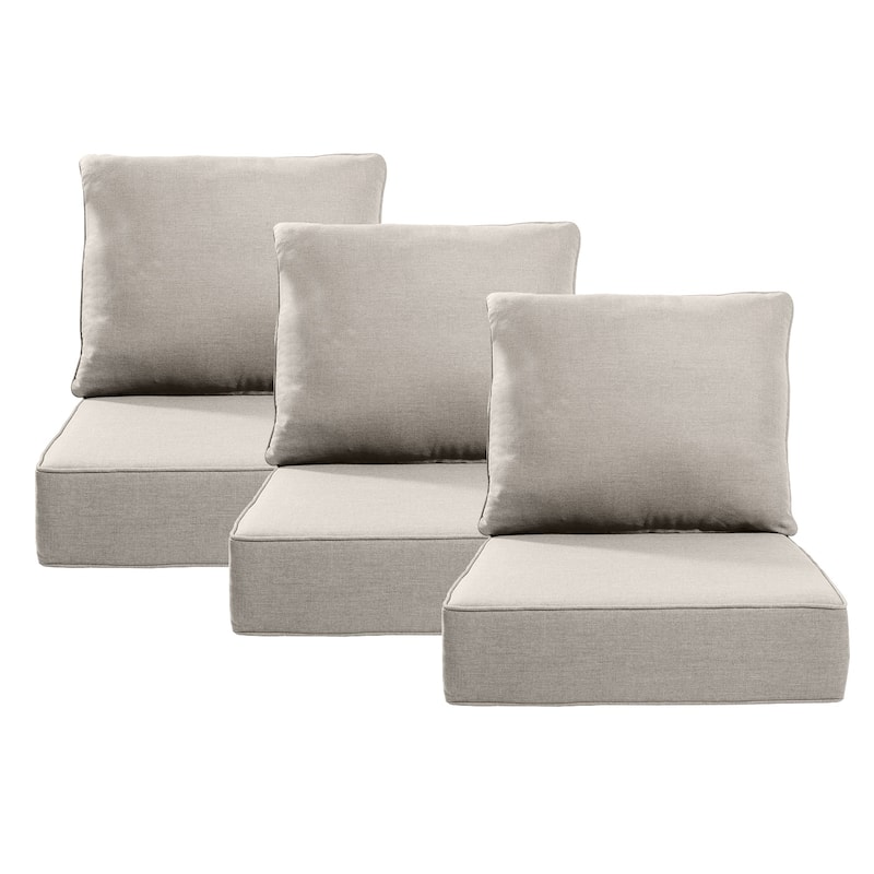 Pocassy 24"x24"x6" Thick Cushions Indoor/Outdoor Deep Seat Cushion - Beige - 3 Set Cushion