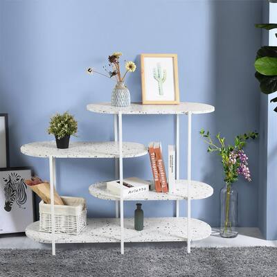 4-Tier Multi-Function Storage Shelf，Marble White - 47.3*14.60*33.9