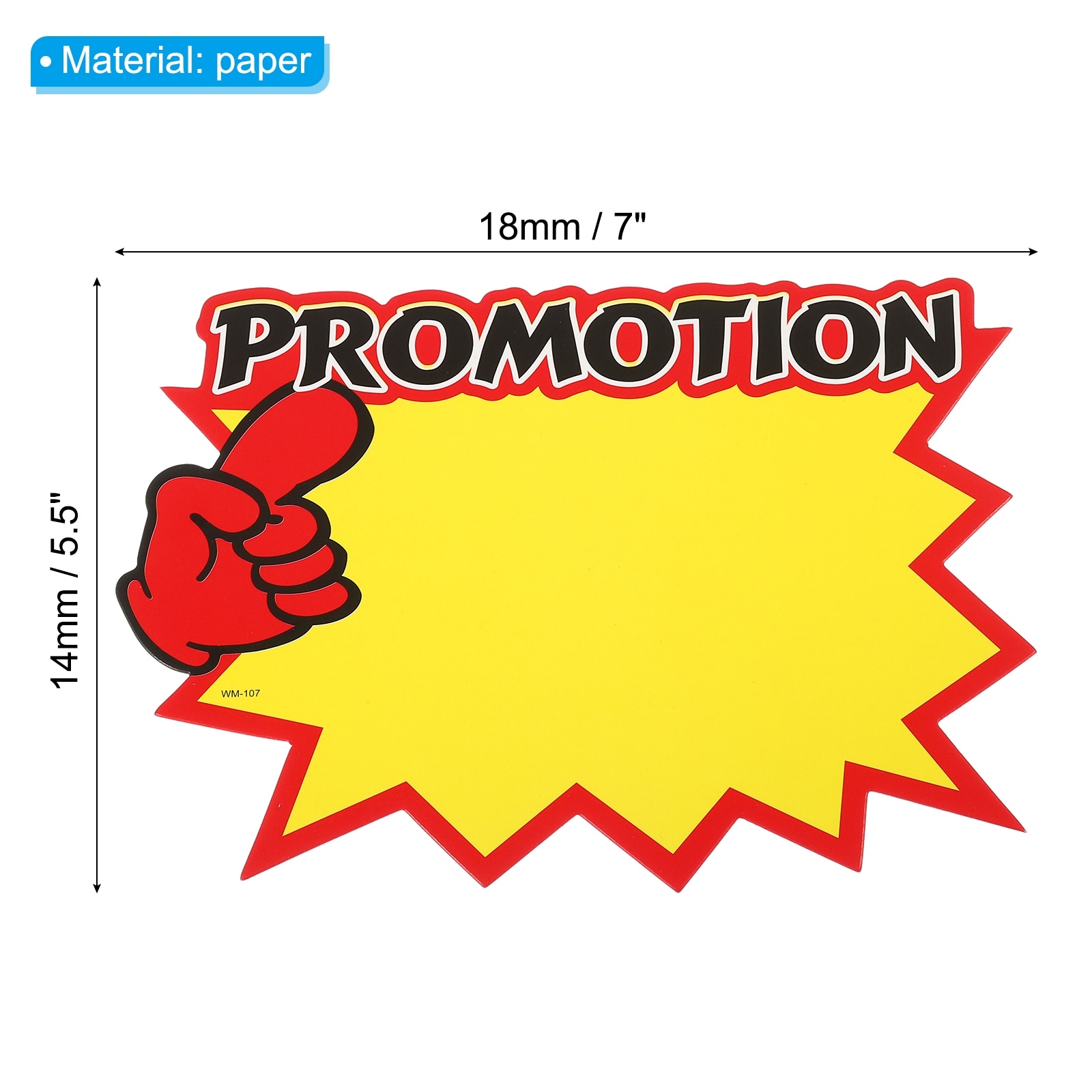 Star Burst Signs,Blank Star Burst Signs Price Tag Stickers Pricing Tags for Sign Retail Store Vehicle, Forefinger - Yellow