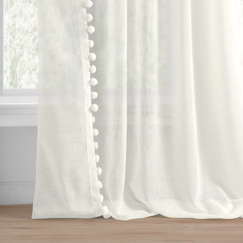 Exclusive Fabrics Borla Patterned Faux Linen Sheer Curtain (1 Panel)