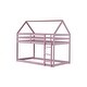 preview thumbnail 9 of 16, Pink Wood House Roof Twin over Twin Floor Bunk Bed with Ladder,Guardrails