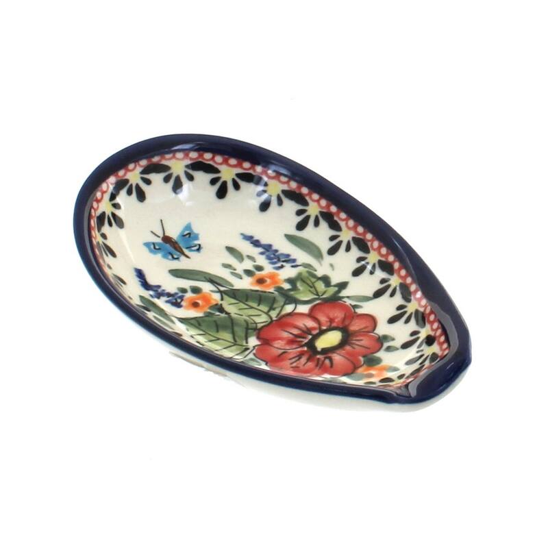 Blue Rose Polish Pottery 1015 Zaklady Small Spoon Rest