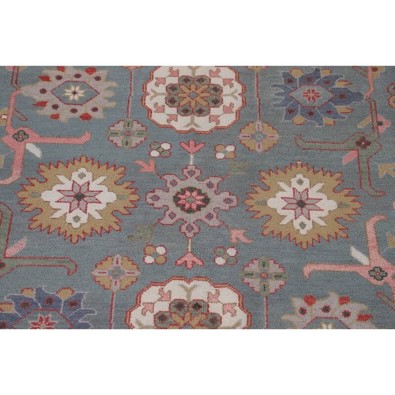 All-Over Floral Oushak Indian Area Rug Handmade Wool Carpet - 9'1"x 11'9"