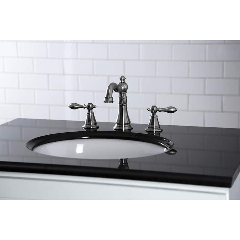 English Classic Deck Mount Widespread Bathroom Faucet with Brass Pop-Up in Brushed Brass